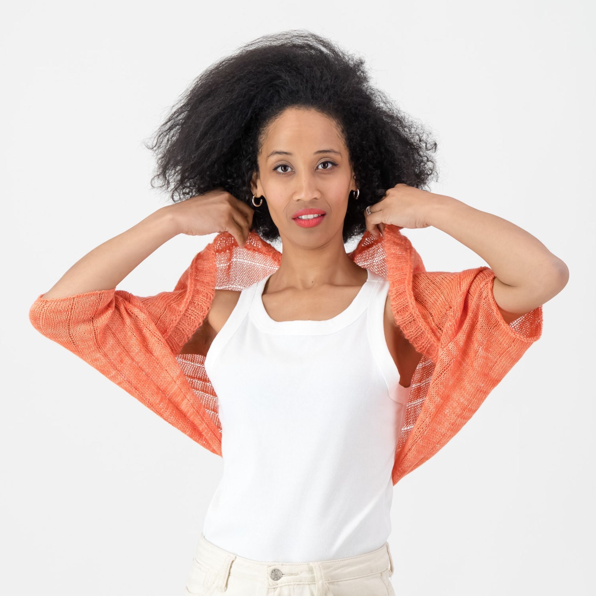 Light Merino Shrug - Coral