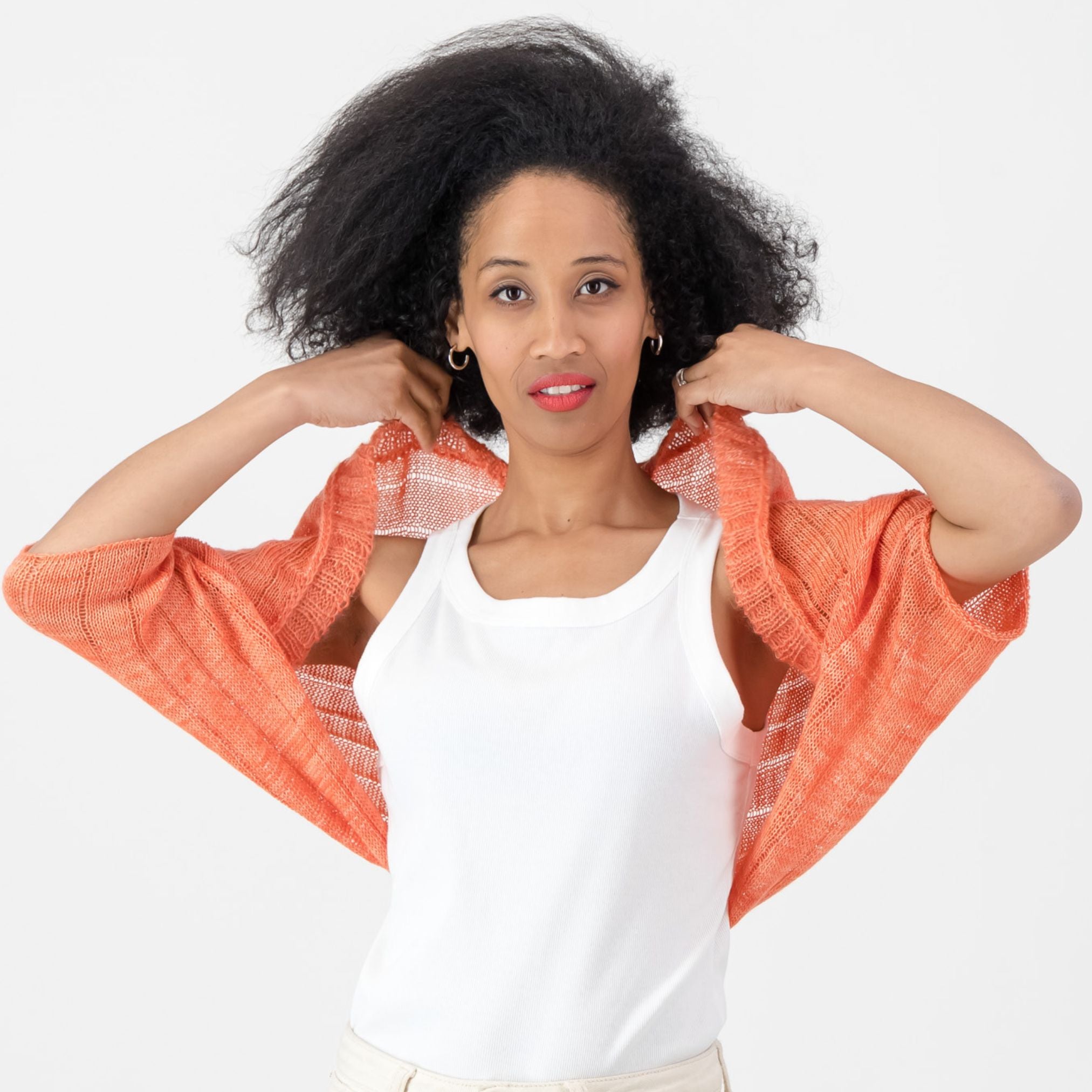 Light Merino Shrug - Coral