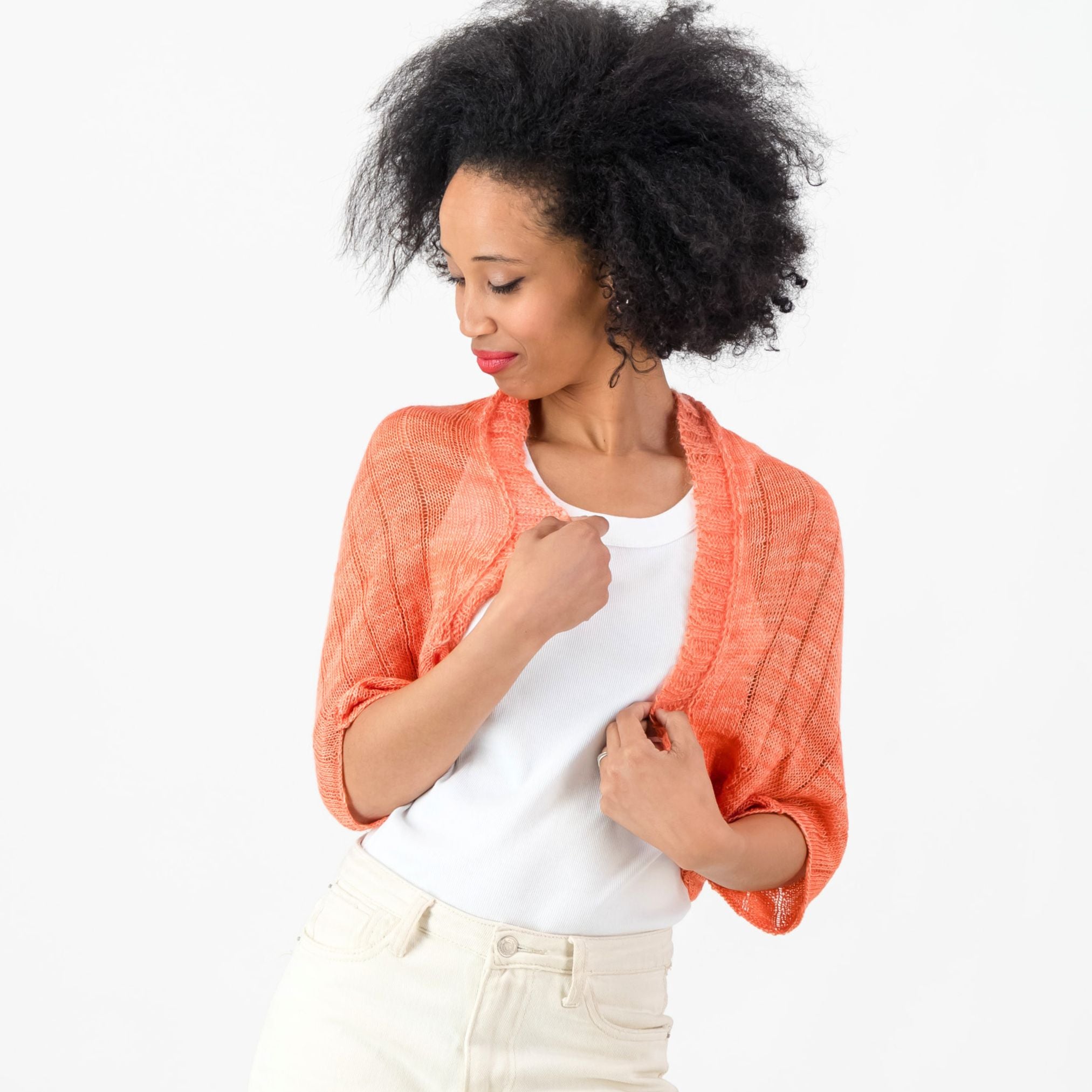 Light Merino Shrug - Coral