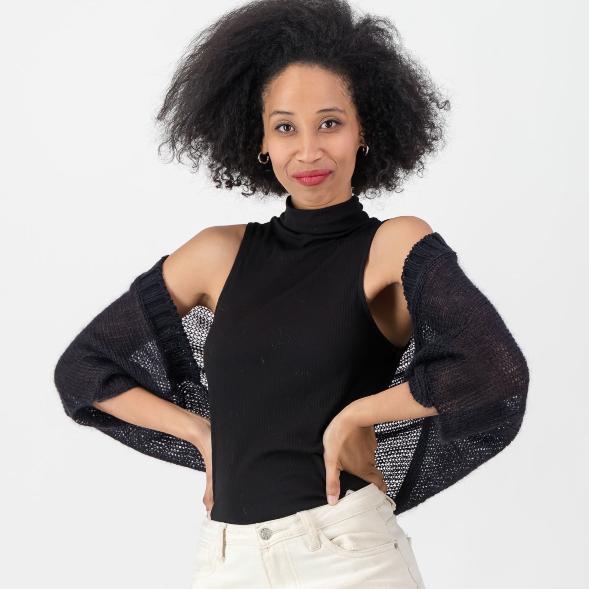 Mohair-SIlk and Linen Shrug - Black