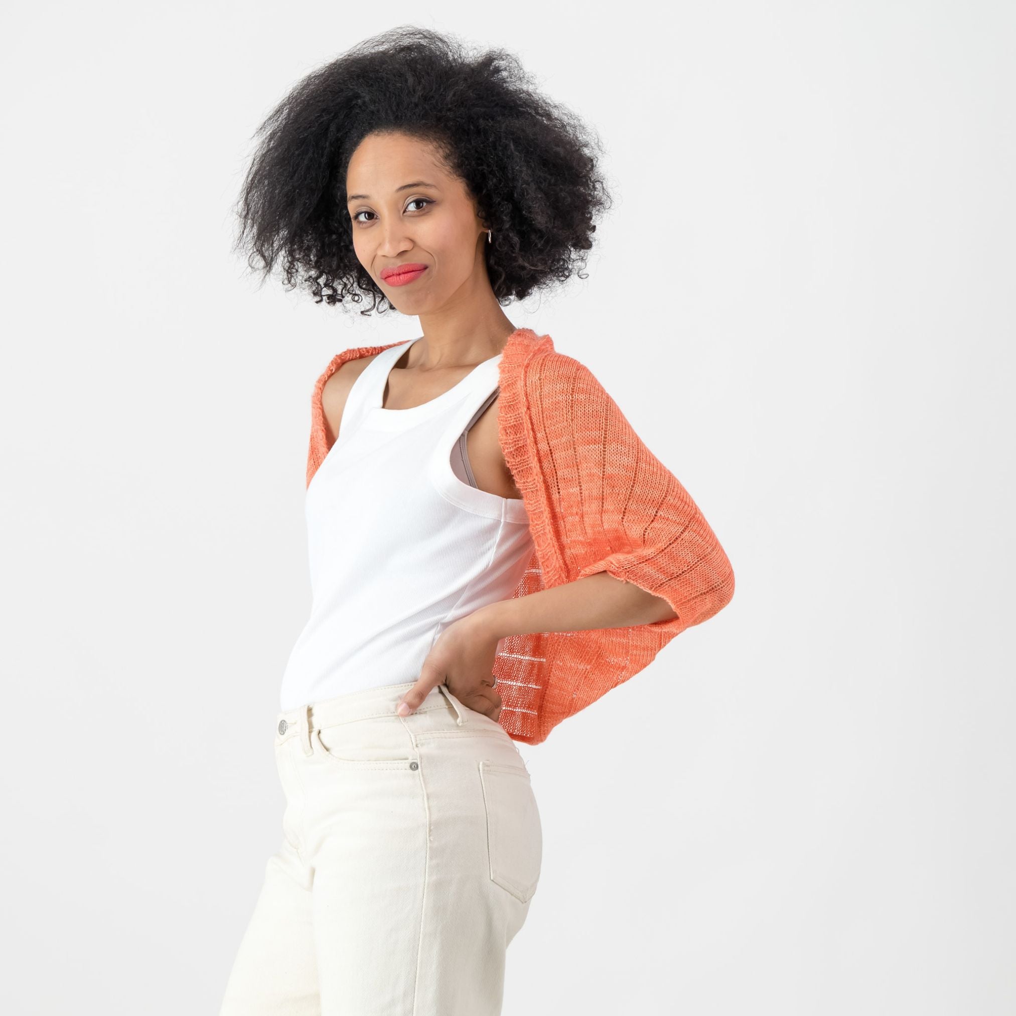 Light Merino Shrug - Coral