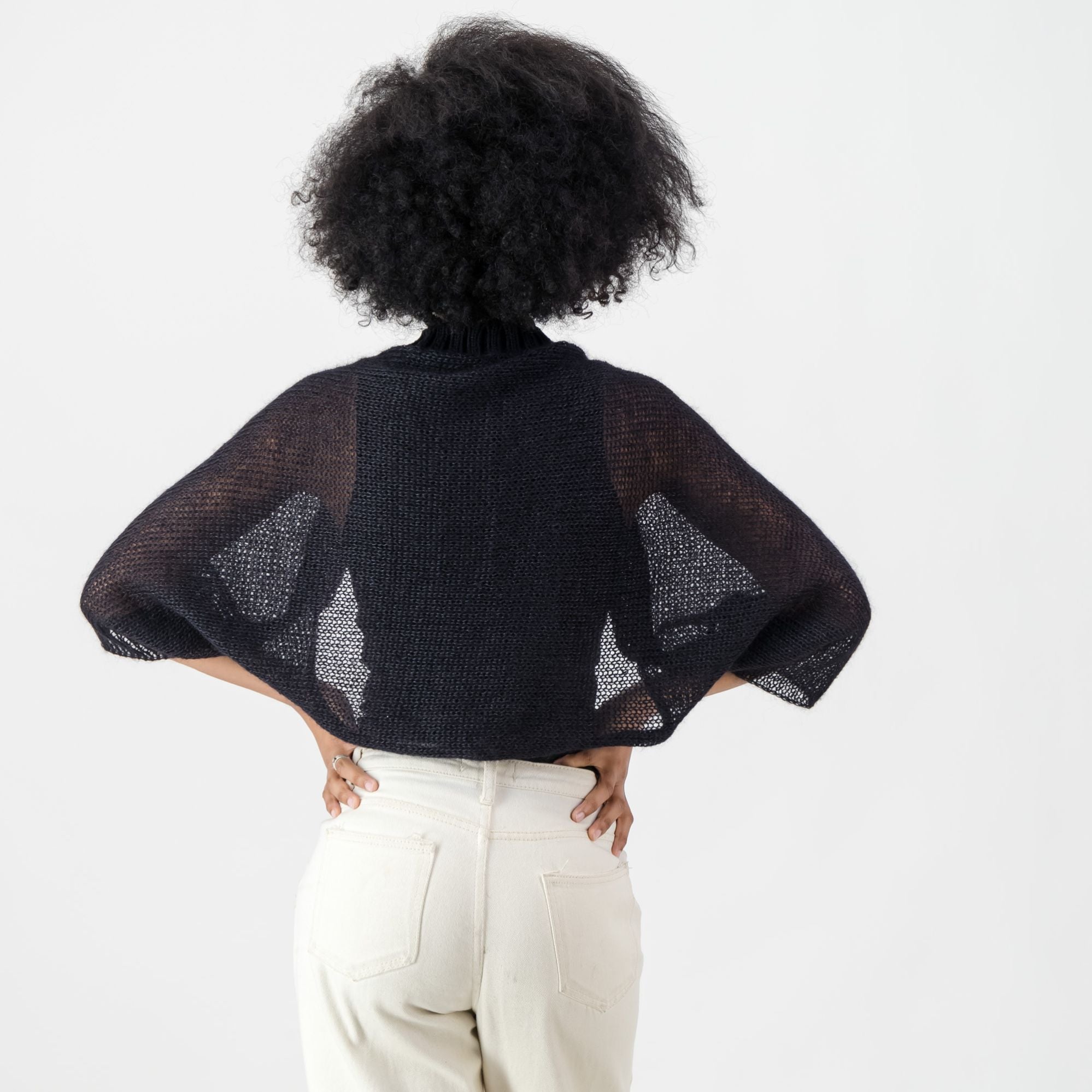 Mohair-SIlk and Linen Shrug - Black